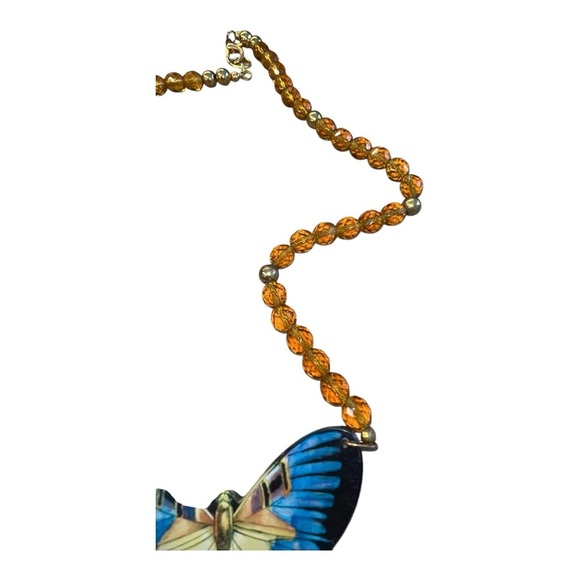 Vintage 1960 faceted Glass Mariposa collar statement necklace - Picture 3 of 6